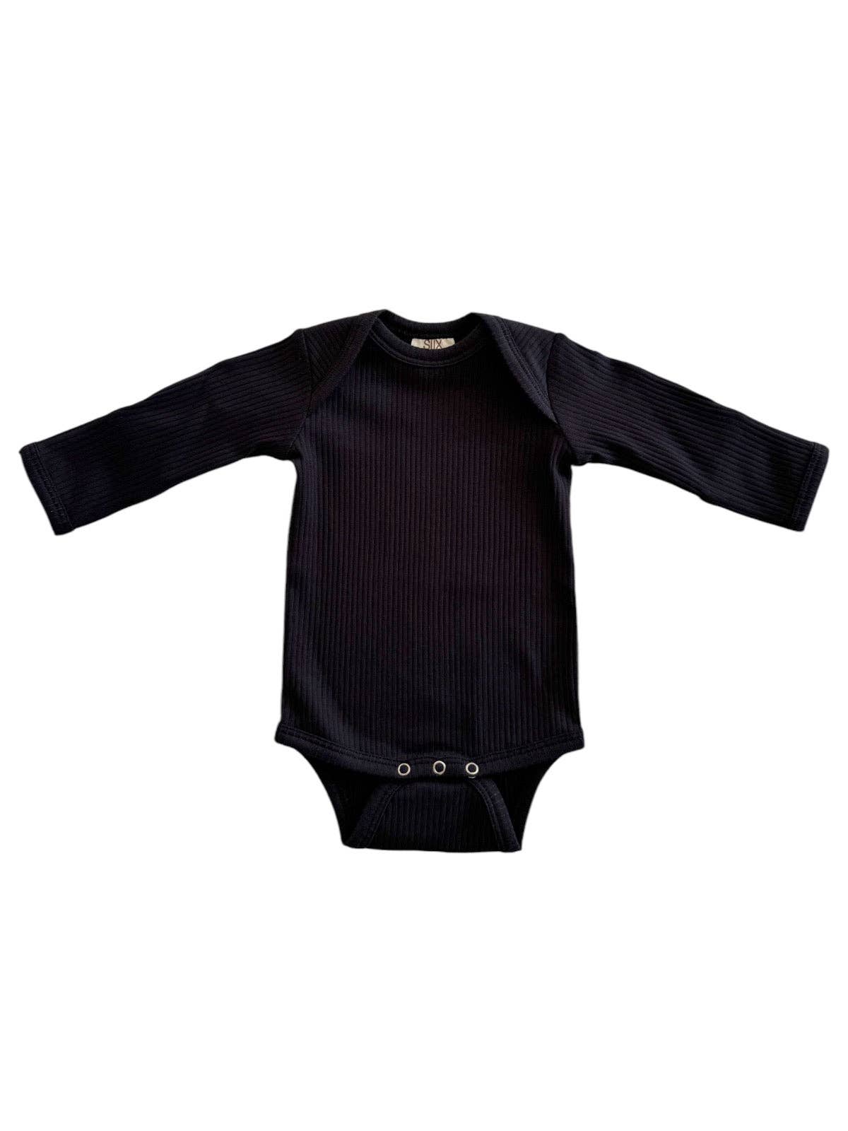 baby outfit - black ribbed cotton
