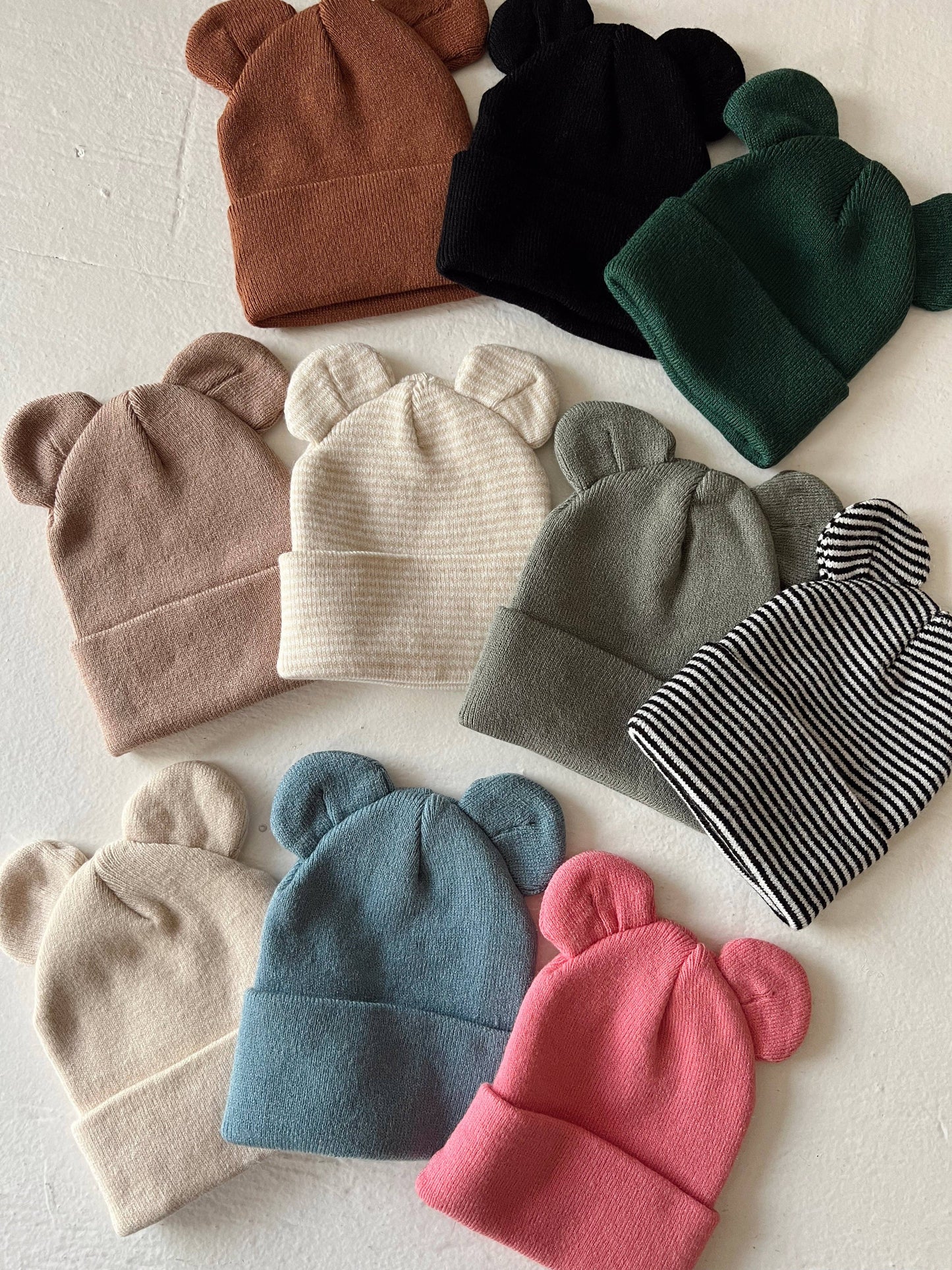 gender neutral baby headwear - cozy tan bear cap