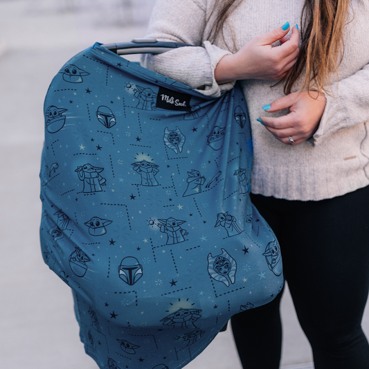 Soft breathable baby cover - Grogu lights design