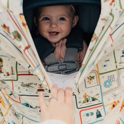 Organic baby stroller cover with star wars print